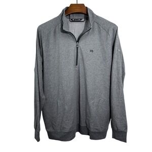 TRAVIS MATHEW Pullover 1/4 Zip Medium Gray Golf Performance Pockets Logo‎ XL